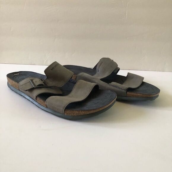 Merrell Men\'s Downtown Slide Sandals Nubuck Leather Granite Gray Buckle Size 14 main image 8